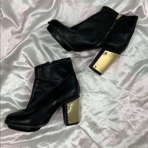***GIVEN AWAY*** Black Booties with Gold Heel